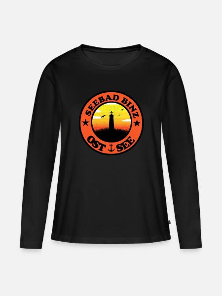 Leuchtturm Ostsee Binz - Frauen Premium Bio Langarmshirt - Schwarz