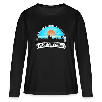 Albuquerque Nouveau-Mexique États-Unis Skyline Vintage Coucher de soleil - T-shirt manches longues Premium bio Femme - noir - Devant - Julia (174cm)