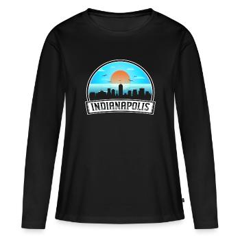 Indianapolis Indiana États-Unis Skyline Vintage Sunset Tr - T-shirt manches longues Premium bio Femme - noir - Devant - Julia (174cm)
