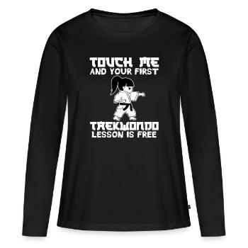 Art Martiaux Ninja Warrior Fighter Design Titre: - T-shirt manches longues Premium bio Femme - noir - Devant - Julia (174cm)