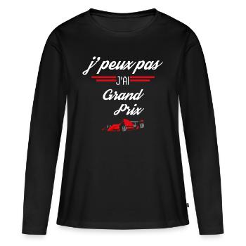 J Peux Pas J Ai Grand prix rouge - T-shirt manches longues Premium bio Femme - noir - Devant - Julia (174cm)