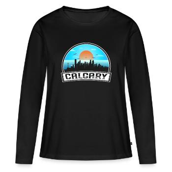 Calgary Canada Skyline Vintage Sunset Travel Souve - T-shirt manches longues Premium bio Femme - noir - Devant - Julia (174cm)