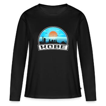 Kobe Japon Skyline Vintage Sunset Travel Souvenir - T-shirt manches longues Premium bio Femme - noir - Devant - Julia (174cm)