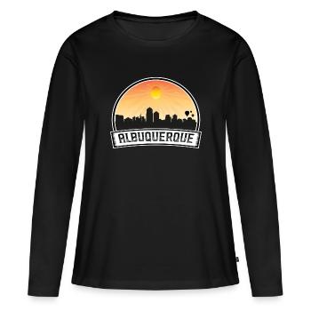 Albuquerque Nouveau-Mexique États-Unis Skyline Vintage Coucher de soleil - T-shirt manches longues Premium bio Femme - noir - Devant - Julia (174cm)