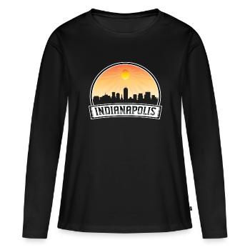 Indianapolis Indiana États-Unis Skyline Vintage Sunset Tr - T-shirt manches longues Premium bio Femme - noir - Devant - Julia (174cm)
