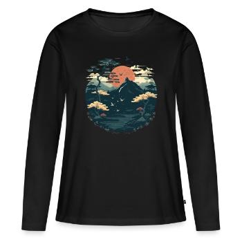 Paysage - T-shirt manches longues Premium bio Femme - noir - Devant - Julia (174cm)