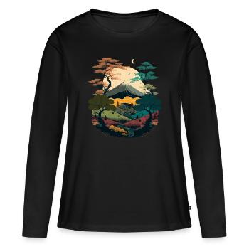 Illustration de paysage - T-shirt manches longues Premium bio Femme - noir - Devant - Julia (174cm)