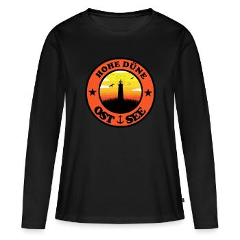Leuchtturm Ostsee Hohe Düne - Frauen Premium Bio Langarmshirt - Schwarz - Vorne - Julia (174cm)