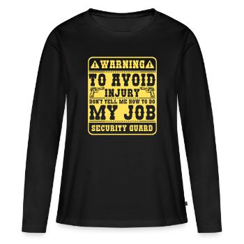 Videur professionnel des services de sécurité - T-shirt manches longues Premium bio Femme - noir - Devant - Julia (174cm)