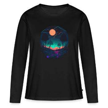 Nuit au néon - T-shirt manches longues Premium bio Femme - noir - Devant - Julia (174cm)