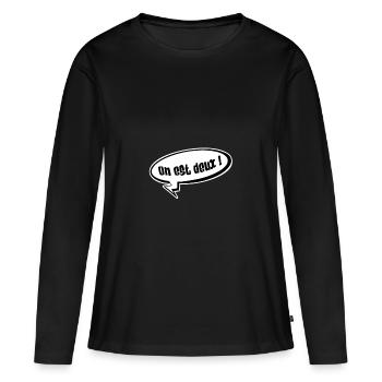 On est deux ! annonce jumeau humour - T-shirt manches longues Premium bio Femme - noir - Devant - Julia (174cm)