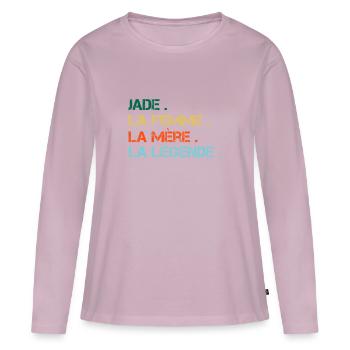 Jade - the woman, the mother, the legend - Women's Premium Organic Long Sleeve Shirt - dusky pink - Front - Julia (174cm)