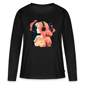 Cadeau - T-shirt manches longues Premium bio Femme - noir - Devant - Julia (174cm)