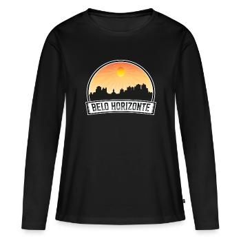 Belo Horizonte Brésil Skyline Vintage Sunset Trave - T-shirt manches longues Premium bio Femme - noir - Devant - Julia (174cm)