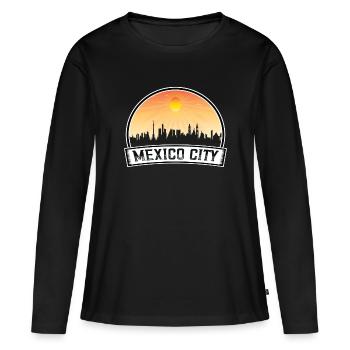 Mexico City Mexico Skyline Vintage Sunset Travel S - T-shirt manches longues Premium bio Femme - noir - Devant - Julia (174cm)