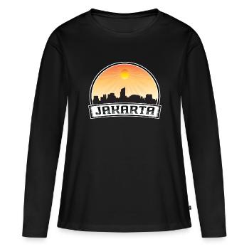 Jakarta Indonésie Skyline Vintage Sunset Travel So - T-shirt manches longues Premium bio Femme - noir - Devant - Julia (174cm)