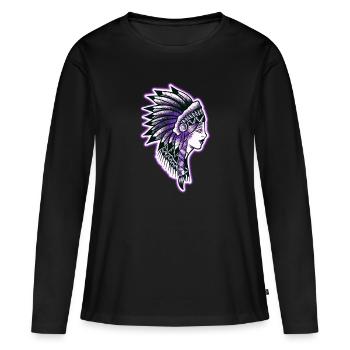 Gesicht altmodisches indisches Profil - Frauen Premium Bio Langarmshirt - Schwarz - Vorne - Julia (174cm)