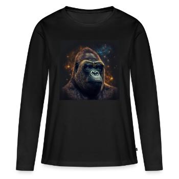 Stardust Gorilla - Art généré par l’IA - AI Art - T-shirt manches longues Premium bio Femme - noir - Devant - Julia (174cm)