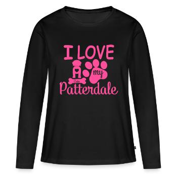 Patterdale Terrier Maman Maman Maîtresse J’aime mon - T-shirt manches longues Premium bio Femme - noir - Devant - Julia (174cm)