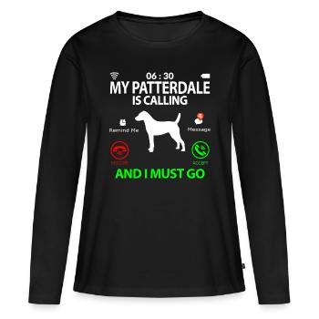 Patterdale Terrier dit drôle d’humour drôle - T-shirt manches longues Premium bio Femme - noir - Devant - Julia (174cm)