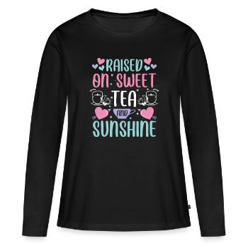 Buveurs de thé Sachets de thé Amateurs de thé - T-shirt manches longues Premium bio Femme - noir - Devant - Julia (174cm)
