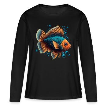 Poissons d’eau profonde - T-shirt manches longues Premium bio Femme - noir - Devant - Julia (174cm)