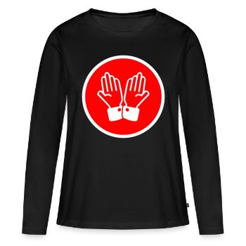 Cercle de prière des mains - T-shirt manches longues Premium bio Femme - noir - Devant - Julia (174cm)