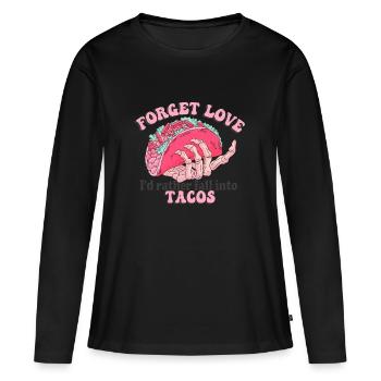 Anti Saint-Valentin Coeur Amour Cadeau Idée Horreur - T-shirt manches longues Premium bio Femme - noir - Devant - Julia (174cm)