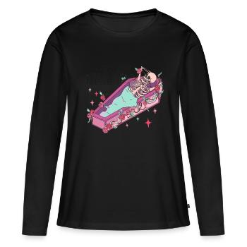 Anti Saint-Valentin Coeur Amour Cadeau Idée Horreur - T-shirt manches longues Premium bio Femme - noir - Devant - Julia (174cm)