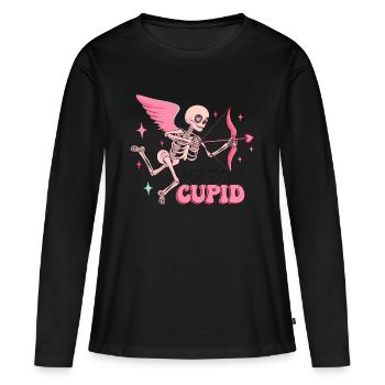 Anti Saint-Valentin Coeur Amour Cadeau Idée Horreur - T-shirt manches longues Premium bio Femme - noir - Devant - Julia (174cm)