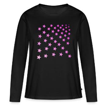 Stars pink pink pink gift idea - Women's Premium Organic Long Sleeve Shirt - black - Front - Julia (174cm)