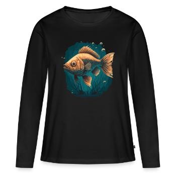 Illustration de poissons d’eau profonde - T-shirt manches longues Premium bio Femme - noir - Devant - Julia (174cm)