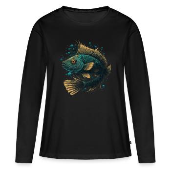 Amateur de poissons d’eau profonde - T-shirt manches longues Premium bio Femme - noir - Devant - Julia (174cm)