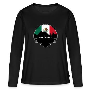 Monterrey Mexique Flag Skyline Silhouette Voyage - T-shirt manches longues Premium bio Femme - noir - Devant - Julia (174cm)