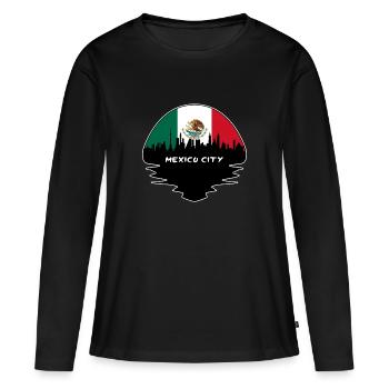 Mexico City Mexico Flag Skyline Silhouette Voyage - T-shirt manches longues Premium bio Femme - noir - Devant - Julia (174cm)