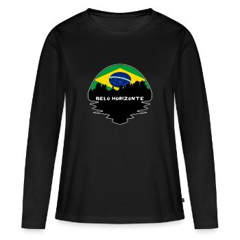 Belo Horizonte Brésil Flag Skyline Silhouette - T-shirt manches longues Premium bio Femme - noir - Devant - Julia (174cm)