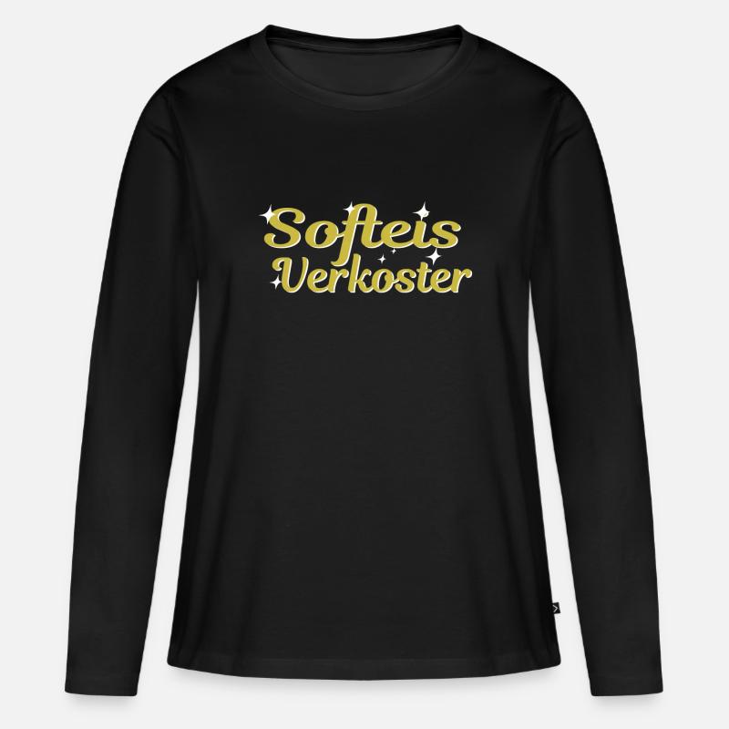 Softeis Verkoster - Frauen Premium Bio Langarmshirt - Schwarz