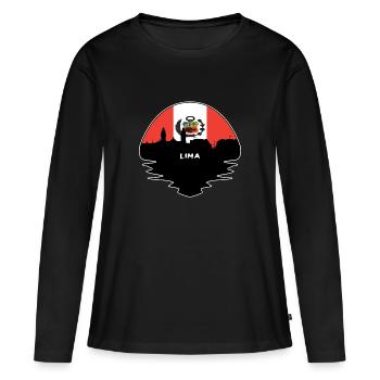 Lima Pérou Flag Skyline Silhouette Voyage - T-shirt manches longues Premium bio Femme - noir - Devant - Julia (174cm)