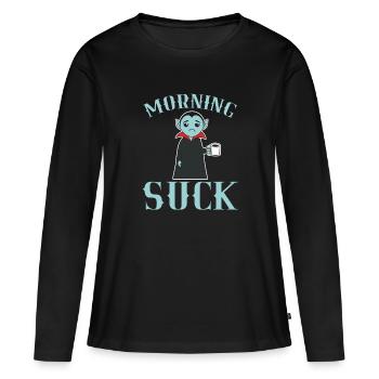 Matin sucer la chemise d'Halloween pour le 31 - T-shirt manches longues Premium bio Femme - noir - Devant - Julia (174cm)