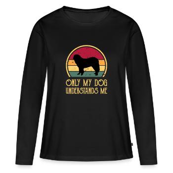 Chien de berger du Caucase Silhouette Rétro Coucher de soleil - T-shirt manches longues Premium bio Femme - noir - Devant - Julia (174cm)