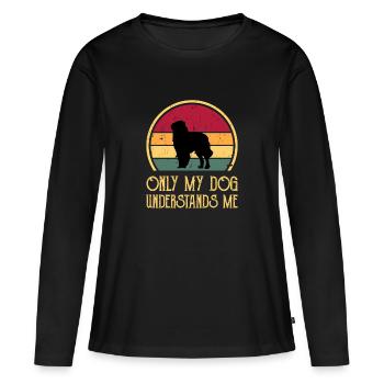Chien de berger des Carpates Silhouette Rétro Coucher de soleil - T-shirt manches longues Premium bio Femme - noir - Devant - Julia (174cm)
