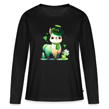 St Paddy’s St Patricksday St Patrick Day - T-shirt manches longues Premium bio Femme - noir - Devant - Julia (174cm)