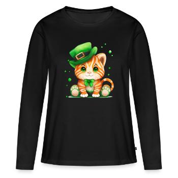 St Paddy’s St Patricksday St Patrick Day - T-shirt manches longues Premium bio Femme - noir - Devant - Julia (174cm)