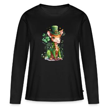 St Paddy’s St Patricksday St Patrick Day - T-shirt manches longues Premium bio Femme - noir - Devant - Julia (174cm)