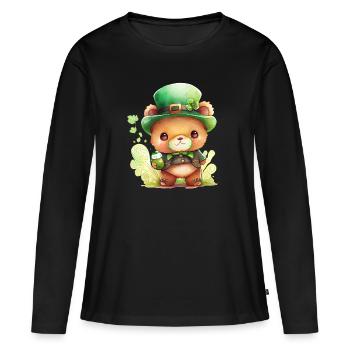 St Paddy’s St Patricksday St Patrick Day - T-shirt manches longues Premium bio Femme - noir - Devant - Julia (174cm)