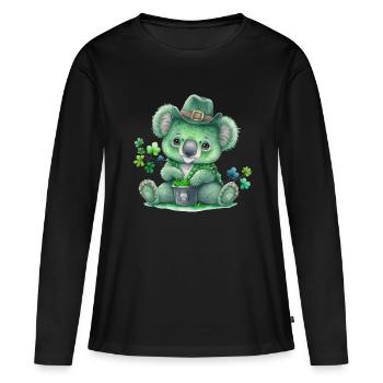 St Paddy’s St Patricksday St Patrick Day - T-shirt manches longues Premium bio Femme - noir - Devant - Julia (174cm)