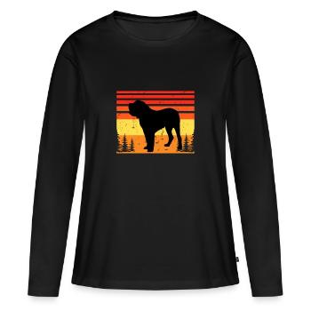 Alano Espanol Dog Lover Silhouette Vintage Sunset - T-shirt manches longues Premium bio Femme - noir - Devant - Julia (174cm)