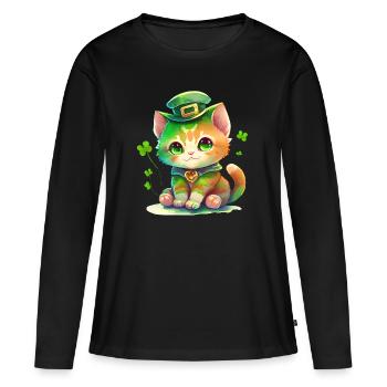 St Paddy’s St Patricksday St Patrick Day - T-shirt manches longues Premium bio Femme - noir - Devant - Julia (174cm)
