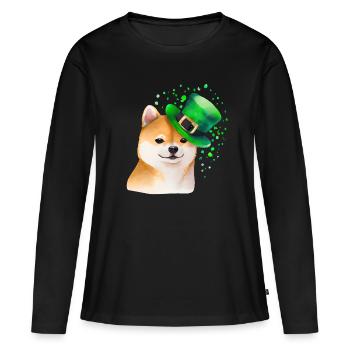 St Paddy’s St Patricksday St Patrick Day - T-shirt manches longues Premium bio Femme - noir - Devant - Julia (174cm)