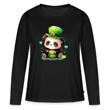 St Paddy’s St Patricksday St Patrick Day - T-shirt manches longues Premium bio Femme - noir - Devant - Julia (174cm)